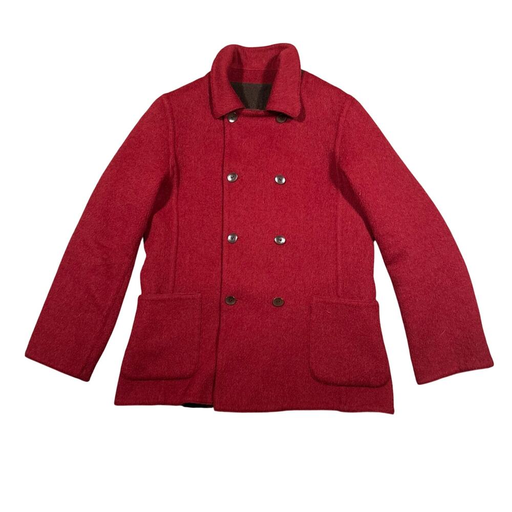 J Jill Reversible Alpaca Wool Coat Jacket Womens Size Medium Red/Brown